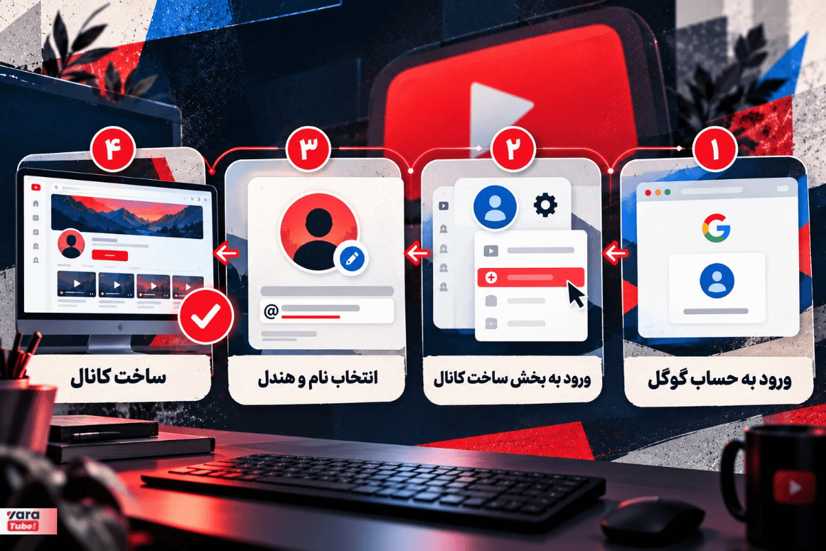 روش ساخت کانال یوتیوب با کامپیوتر راهنمای قدم به قدم
