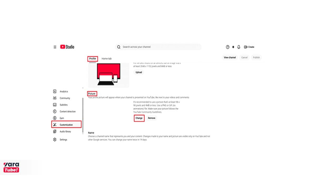 عکس پروفایل برای یوتیوب